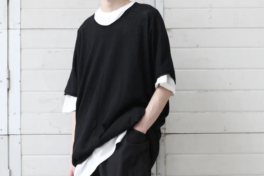 NILøS 22AW COTTON JERSEY 家紋 L/S T BLK/2 JULIUS COTTON HIGH TWIST RIB LONG CUT & SEWN （BLACK