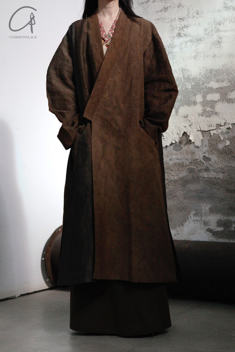 AVIVA JIFEI XUE Reversible long kimono jacket with vintage patch lining  SO-KJL-2