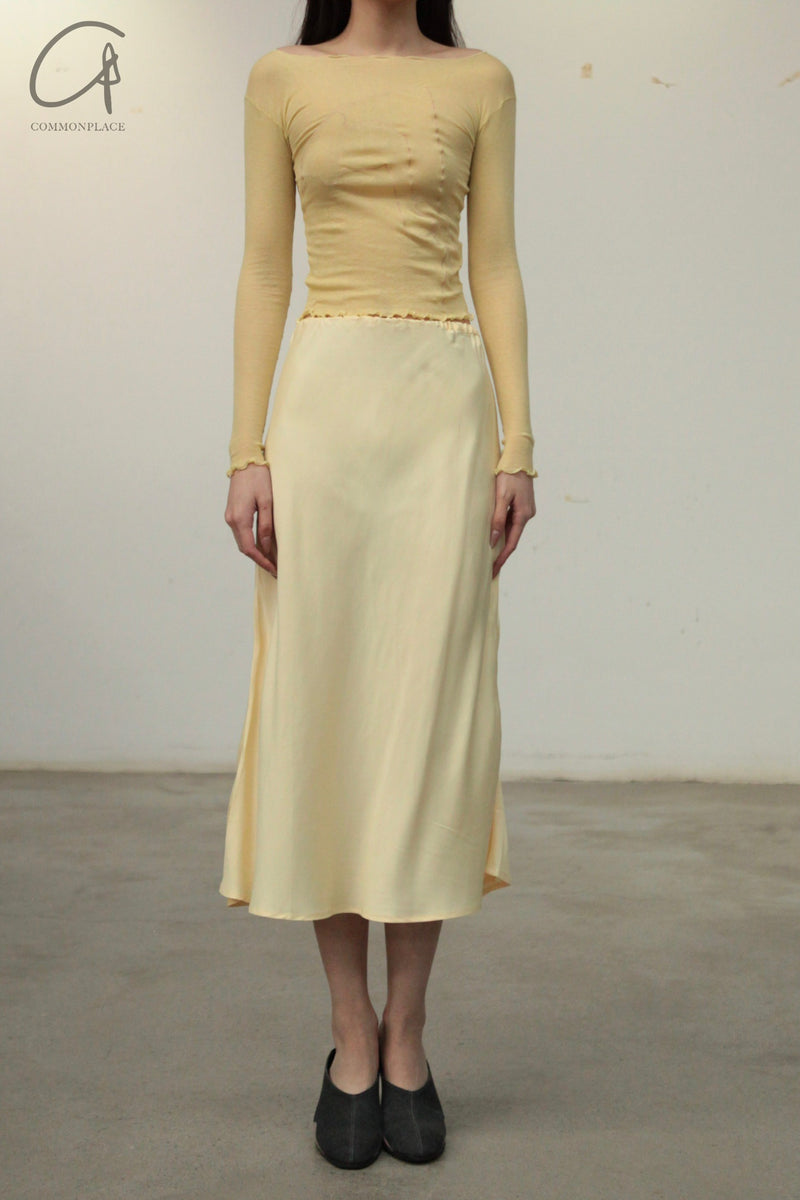 スカート Baserange dydine midi skirt Baserange Women's Dydine Midi Skirt in Sophia Yellow Baserange