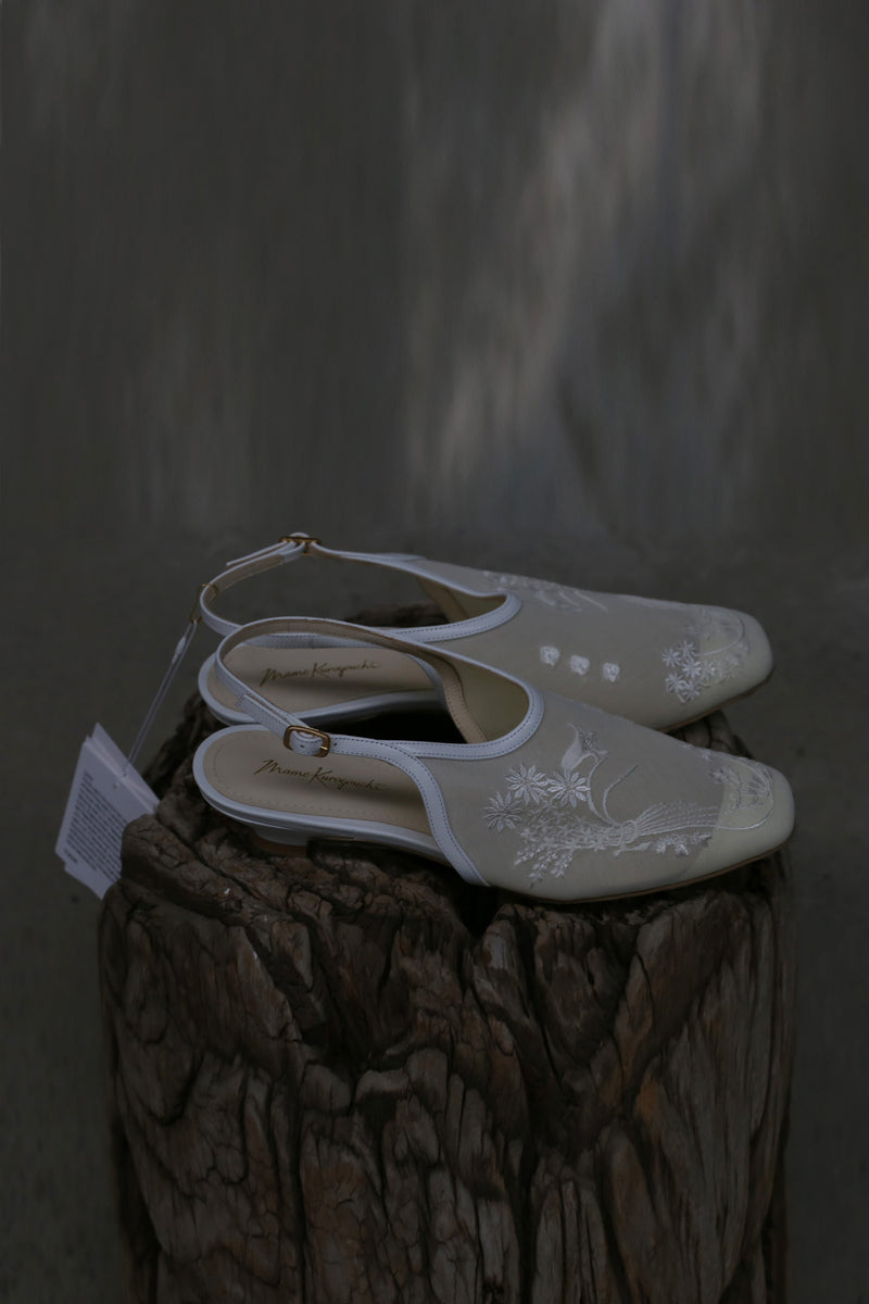 Mame kurogouchi lace embroidery back heel shoes Japan MAME-MM21SS AC30