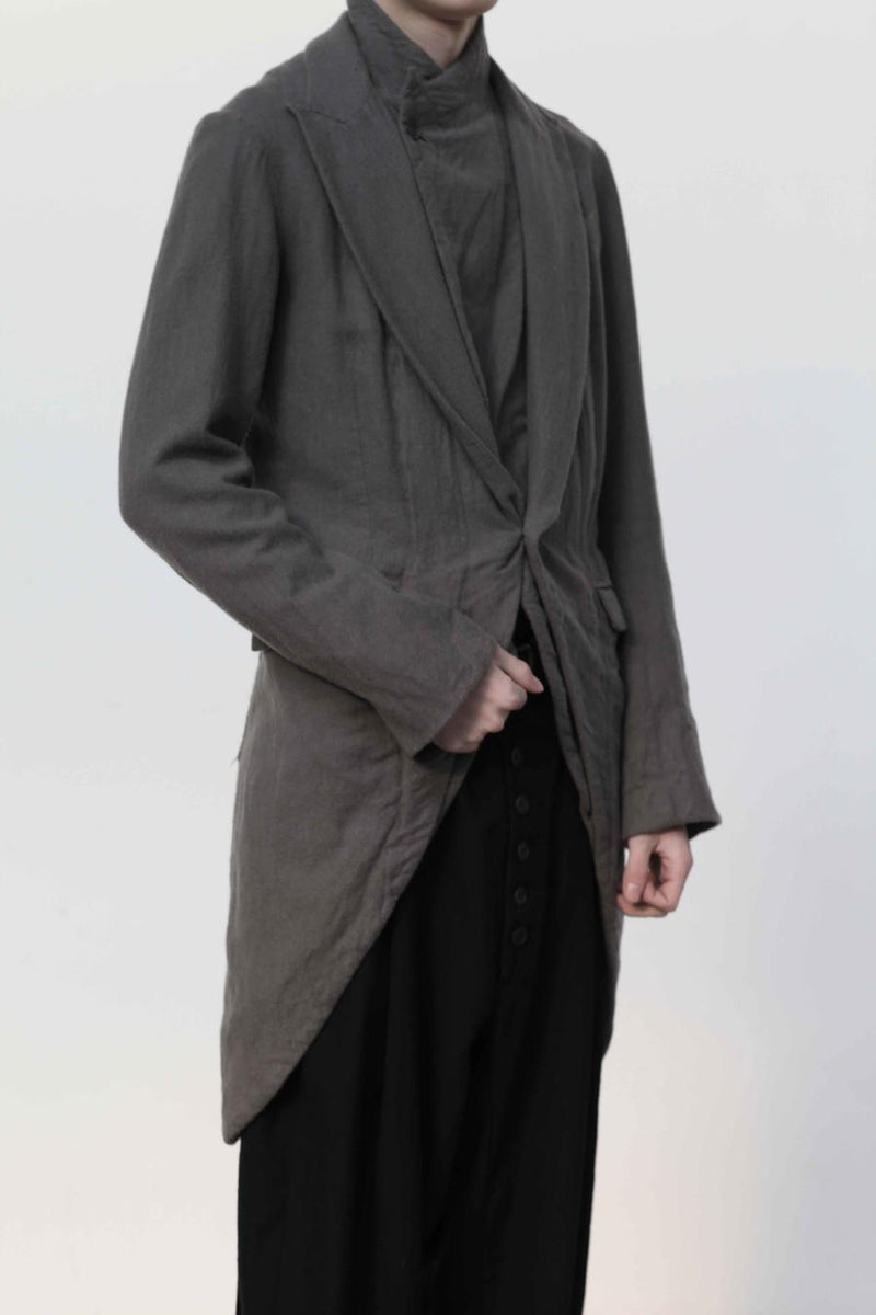 MARC LE BIHAN ダークグレー 長袖ロングシャツ Marc Le Bihan Draped Hooded Long Sleeve T-shirt | Elixirgallery