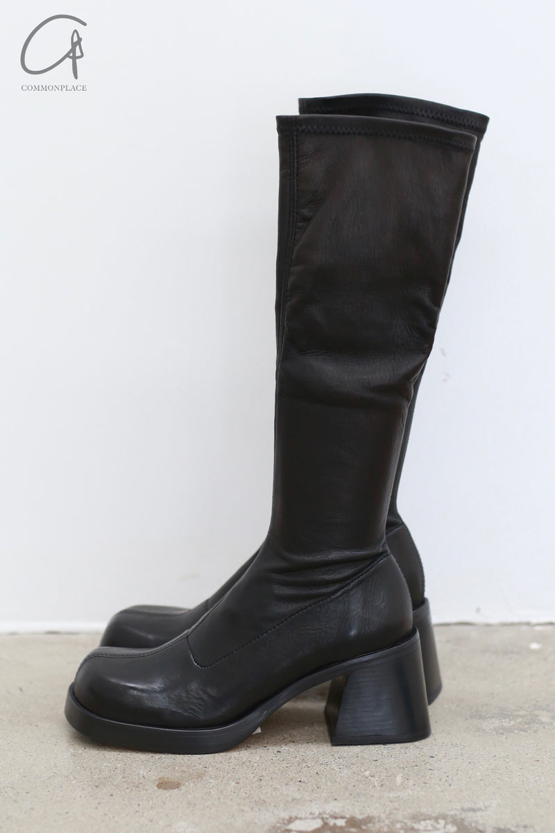 トイガン Miia Miista natural leather high boots Spain MST-MI_3426-HEI Black MI_3426