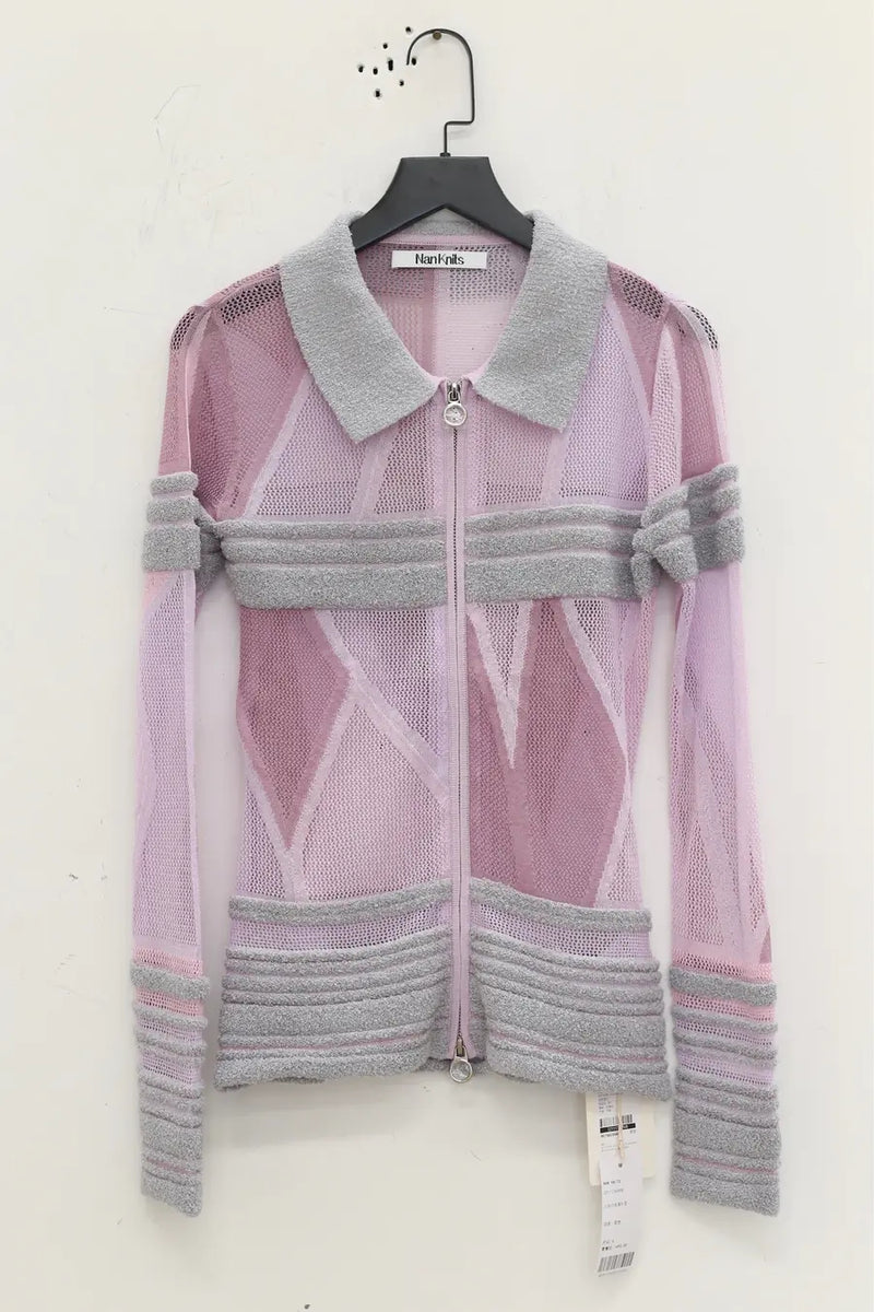 NAN KNITS geometric color block thin jacket 22111760 purple