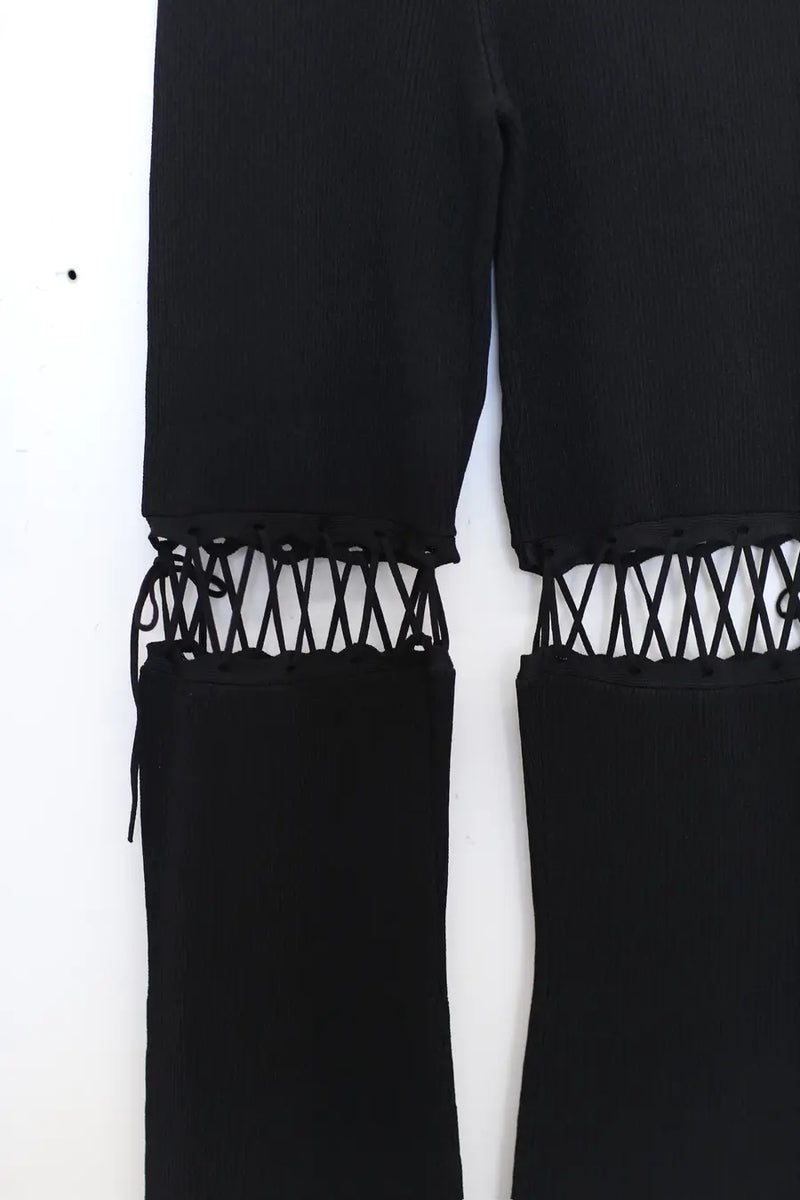 パンツ Nensi Dojaka Black viscose stretch pant (NDAW23KT022 BLACK) Nensi Dojaka lace-up flared pants NDAW23KT022 black