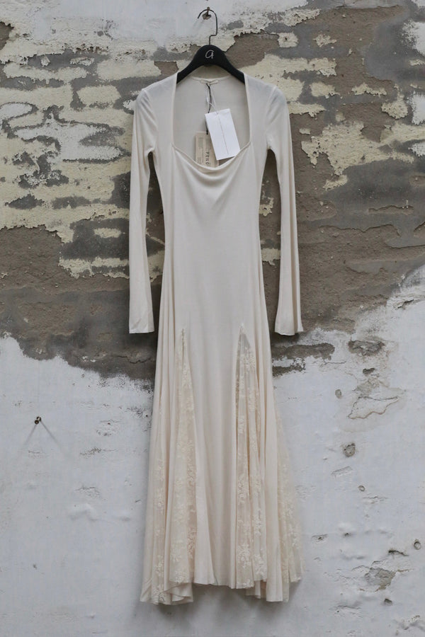 Pengtai 25 Autumn/Winter Square Neck Long Sleeve Dress/Lace PT-PW25C06-3-BEIGE