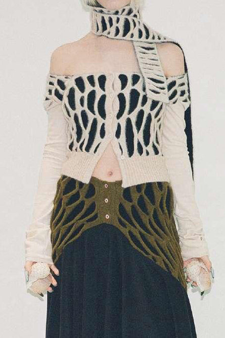 Rui Animal Print Patchwork Cardigan Raw23kn12 Off-white & Black