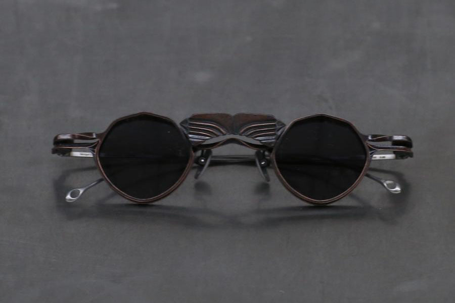 Rigards*Kamonuj Brown Vintage + Dark Gray Lens Glasses RG0318JM