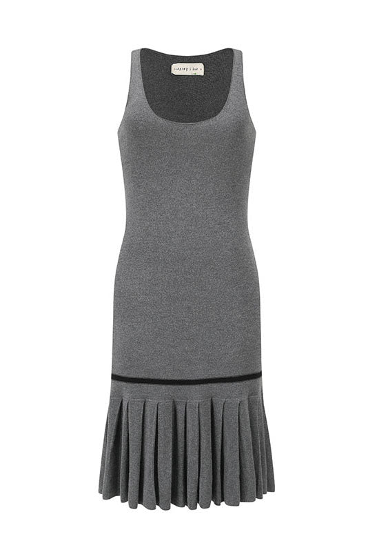 Swaying 25 Early Autumn Cashmere Blended Vest Pleated Dress SW-SW25PF2L04C2-HUI Gray S / Gray