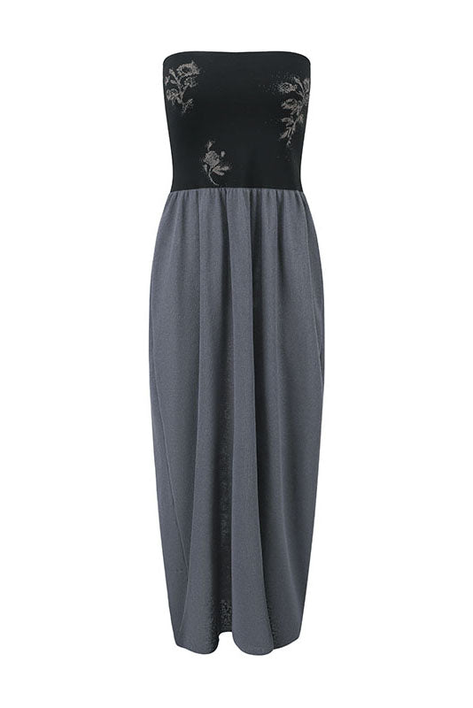 Swaying 25 Early Autumn Floral Jacquard Tube Dress SW-SW25PF2L01C3-HL Gray Blue M / Gray Blue