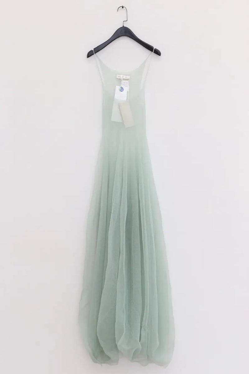 SWAYING/KNIT fishtail patchwork suspender dress SW24SS2L33 light green