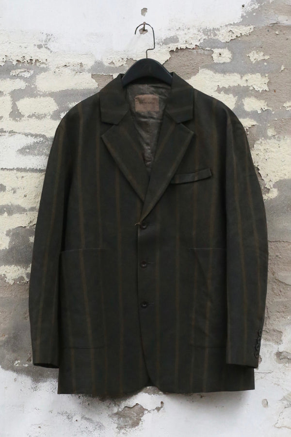 Stovaigh Single-Breasted Hand-Plated Striped Suit Jacket STV-ST25006BZ-TW Hand-Plated Screen Striped Print