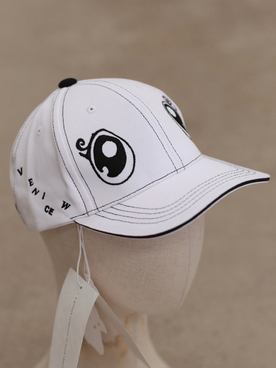 venicew cap ෆ꒡ .̮ ꒡ෆ VeniceW canvas logo embroidered cap series VCW-H0-White