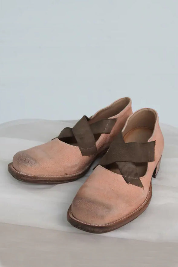 Cherevichkiotvichki cross elastic square toe shoes 03-2020
