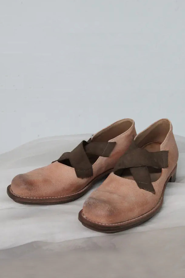 Cherevichkiotvichki cross elastic square toe shoes Handmade