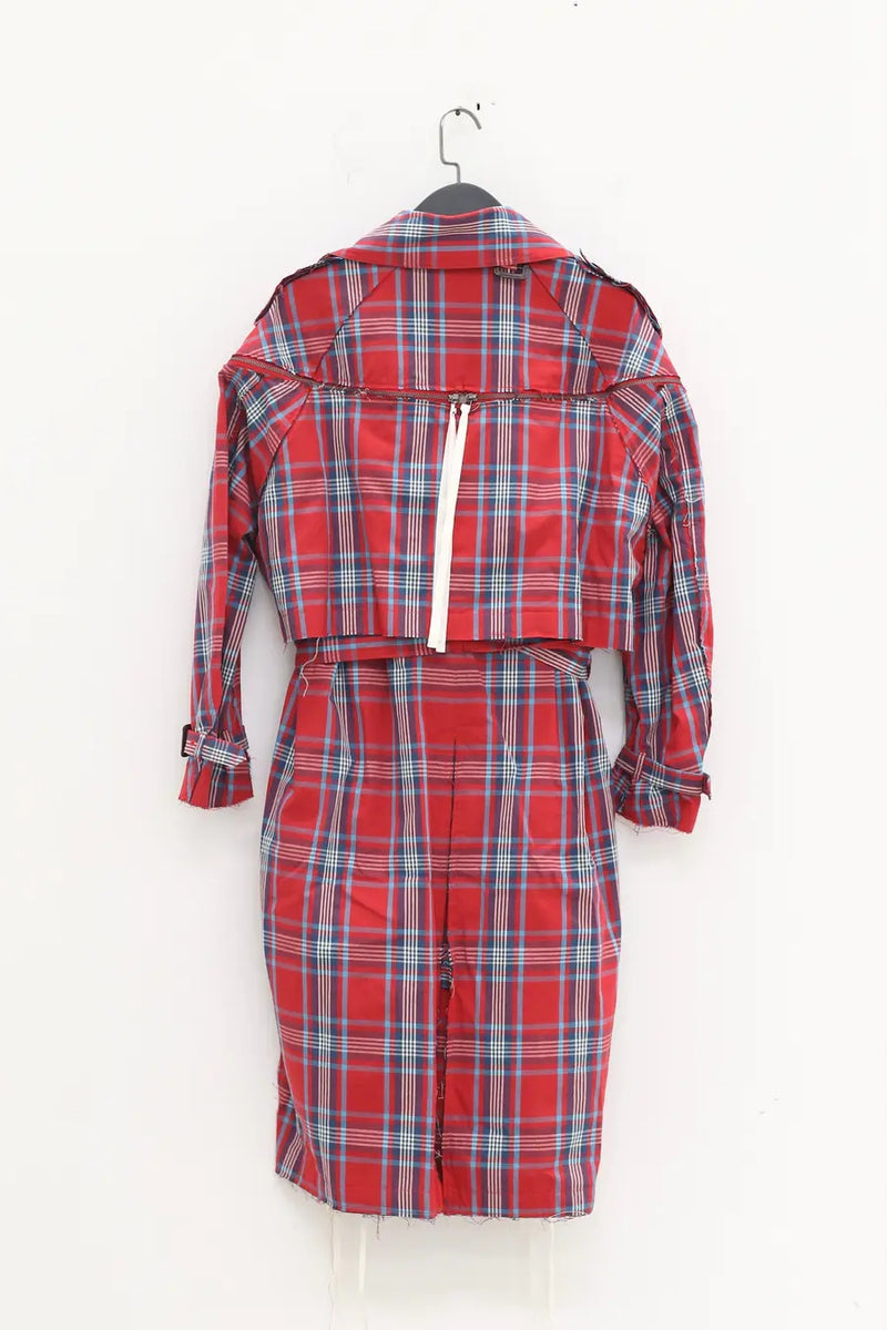 FACETASM plaid zip trench coat 22SS MIMI-CO-U01 red plaid