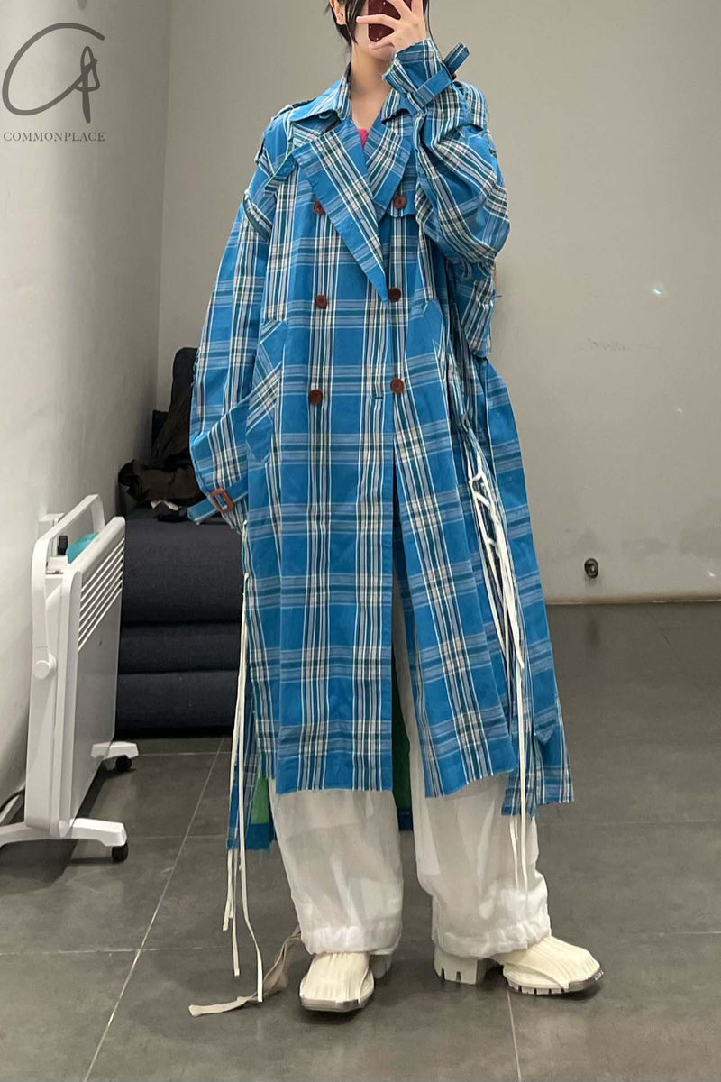 FACETASM plaid zip trench coat 22SS MIMMI-CO-U01 blue plaid