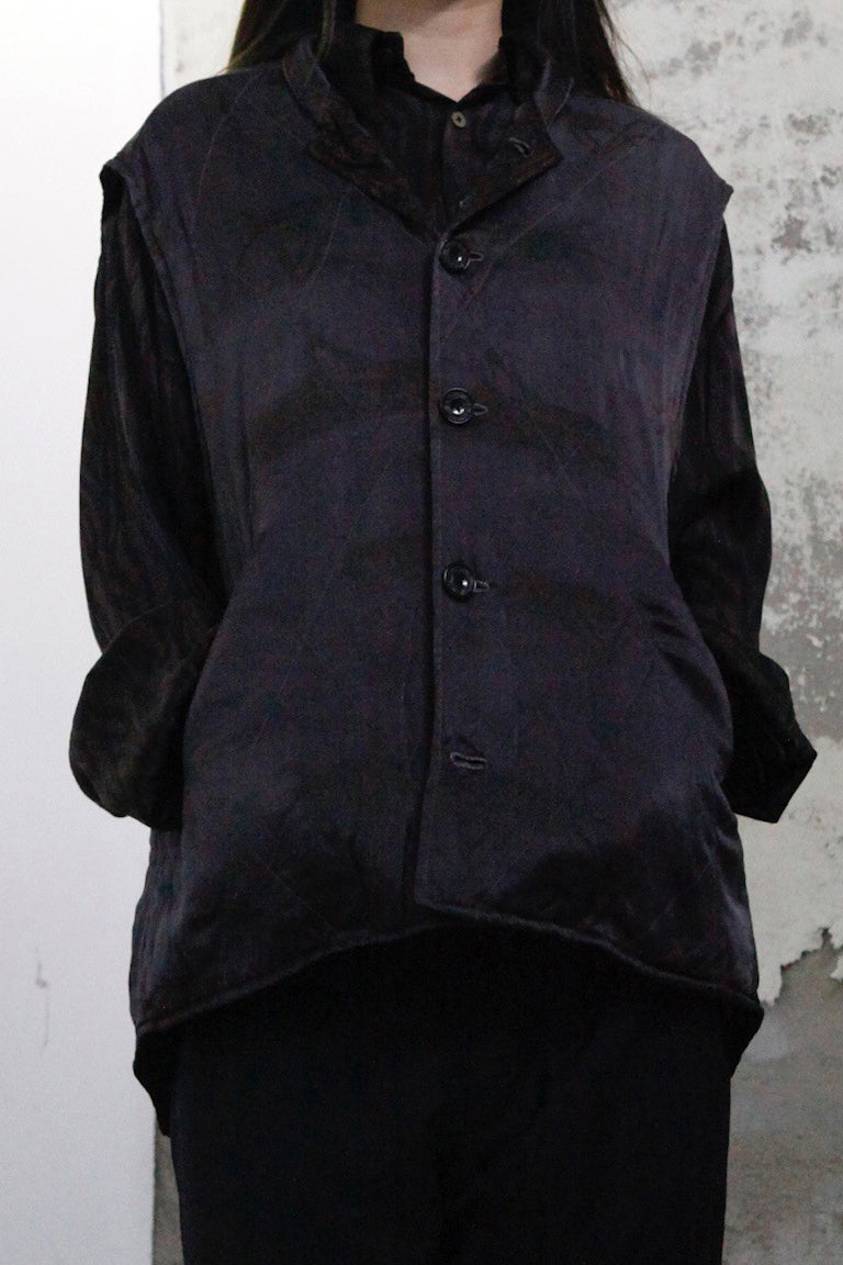 GEOFFREY B. SMALL／19th century gilet (2f Geoffrey B. Small 5 buckle retro worker vest CVJ10 black locust printi