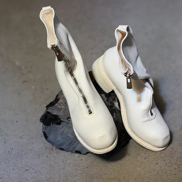 Guidi PL2 soft Horse Leather Front Zip boots white