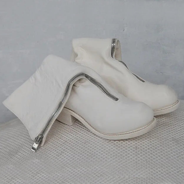 Guidi soft Horse Leather Front Zip high top boots PL9 white