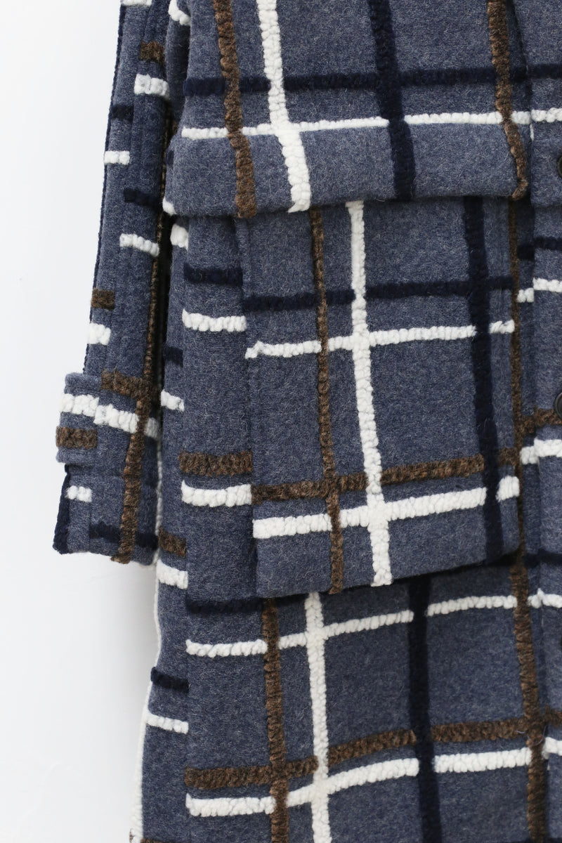HENRIK VIBSKOV Blue Long Plaid Jacket AW19-M601