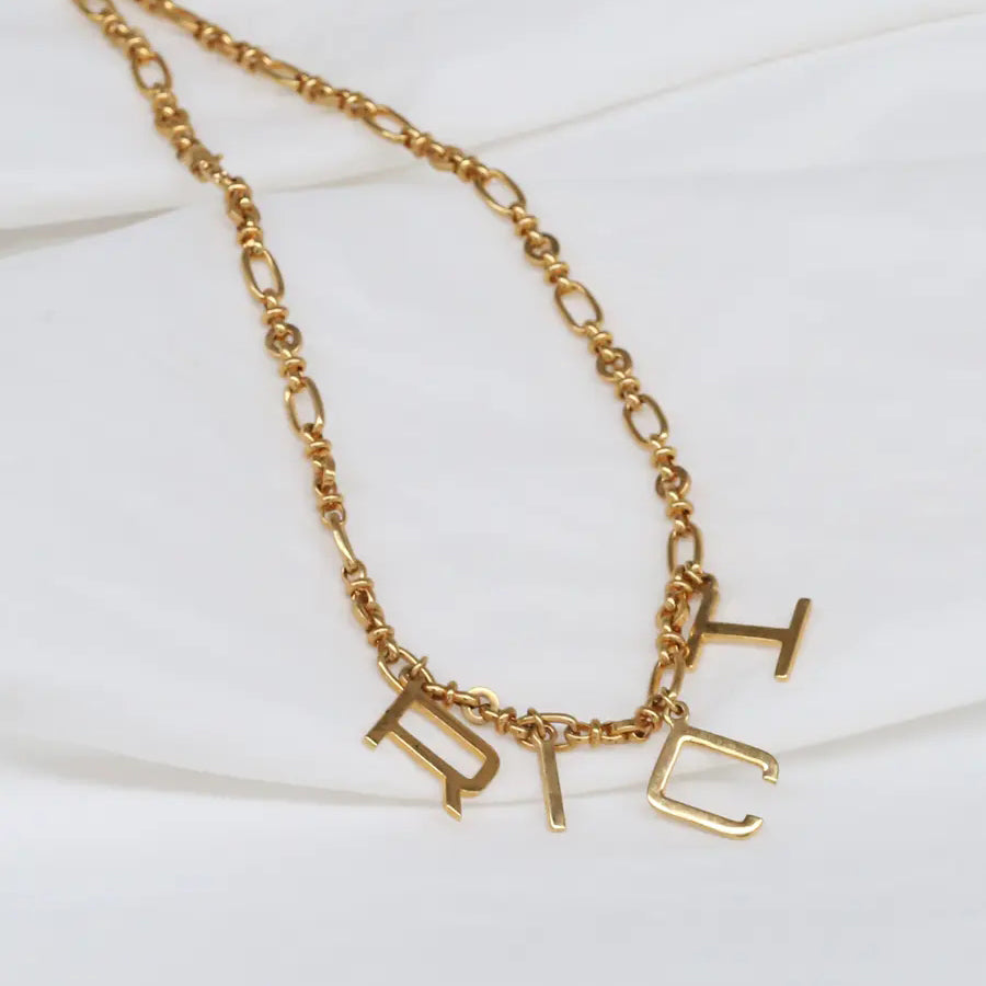 LINDA FARROW × ALESSANDRA RICH letter necklace LUC-XL-JIN gold