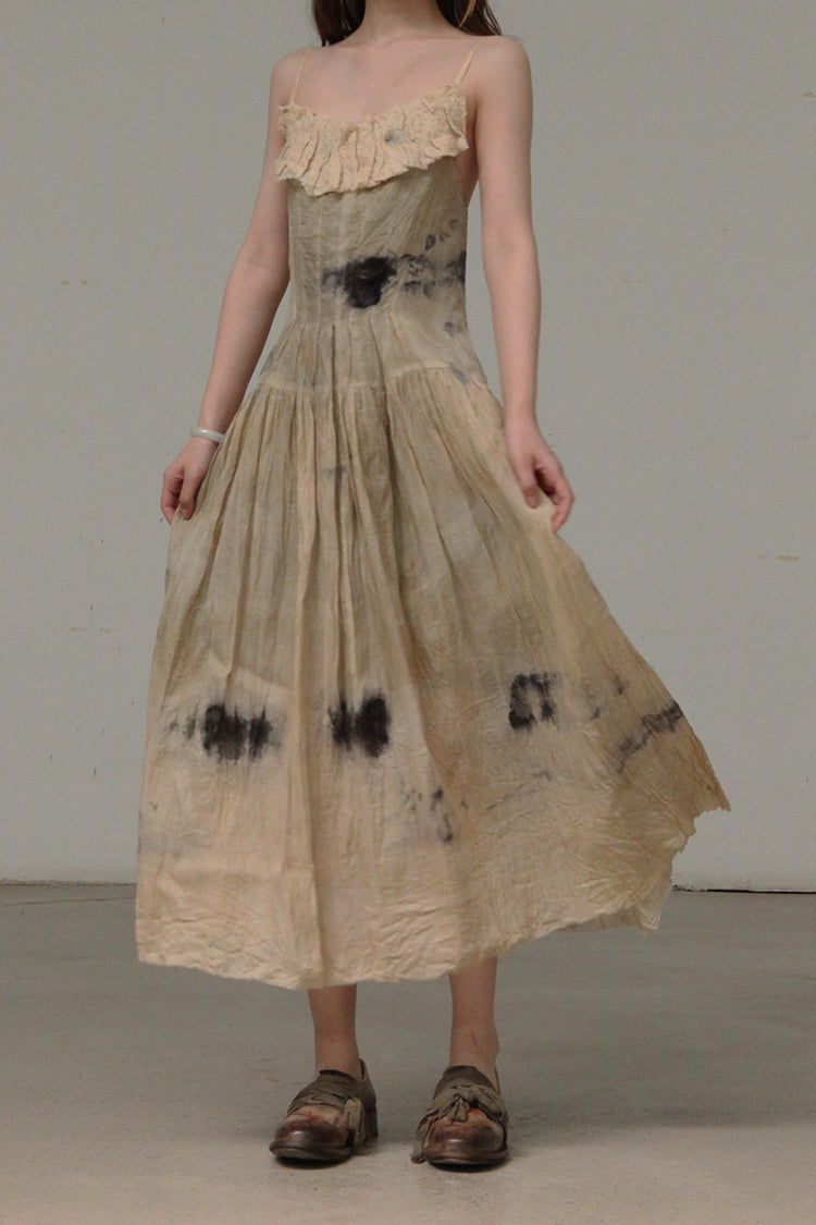 Mutedance Flower Dye Sling Waist Dress MD-MD21SS76-CHR Long Flower Dye