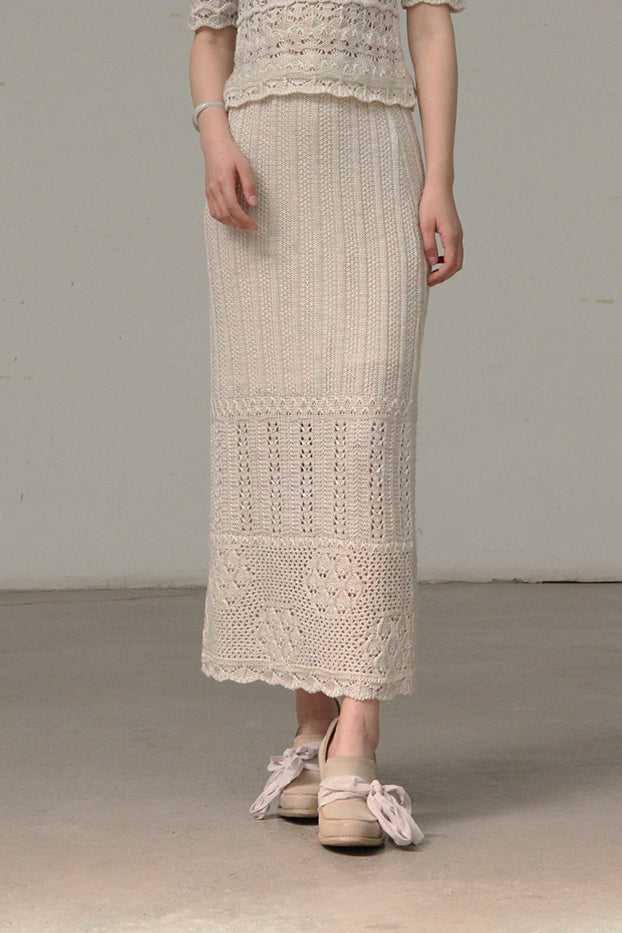 Mame Kurogouchi Knitted Volume Skirt 2 Asymmetric Knitted Volume