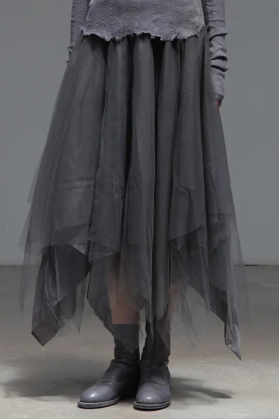 Jupe Midi Asymétrique Marc Le Bihan En Tulle Gris - Taille 36, état Excellent - Occasion Parfaite