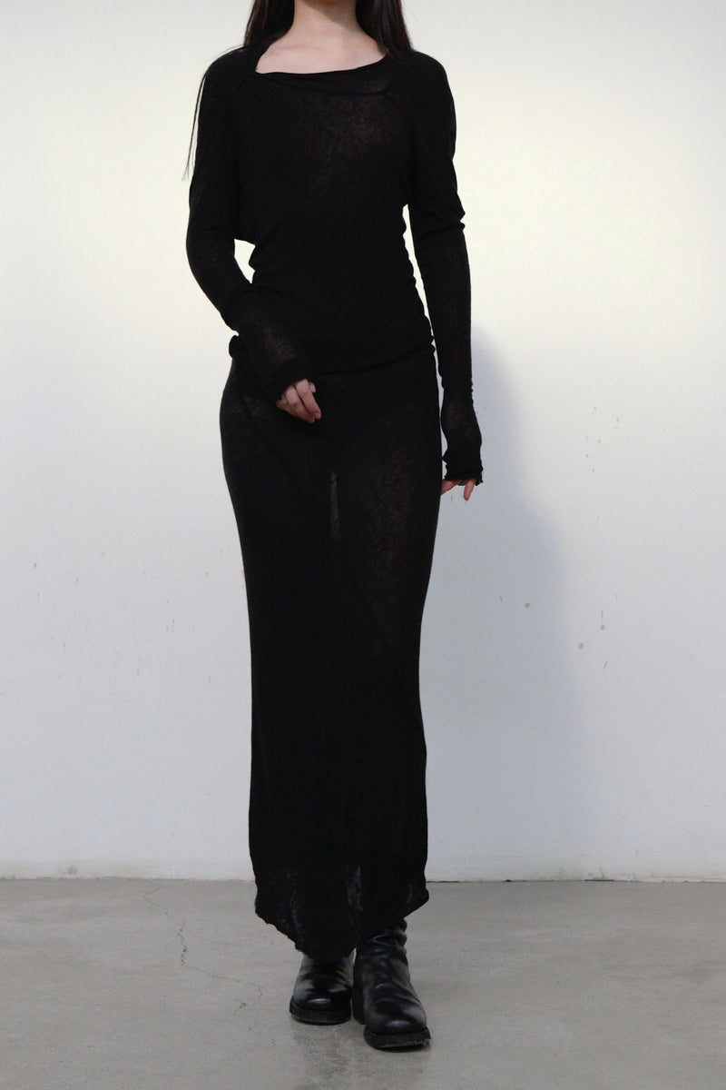 Marc le bihan shoulder lace long sleeved dress 2864 black