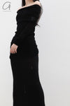 SWAYING/KNIT Velvet Straight Skirt SW212XZ24 Black PS36