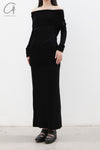SWAYING/KNIT Velvet Straight Skirt SW212XZ24 Black PS36