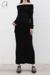 SWAYING/KNIT Velvet Straight Skirt SW212XZ24 Black PS36