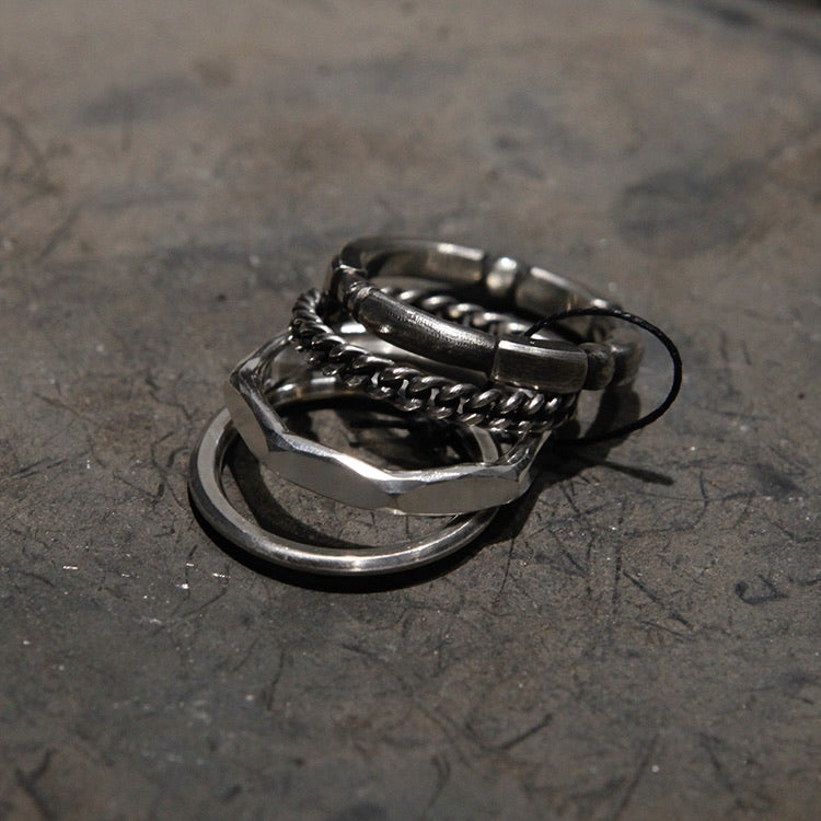 WERKSTATT:MÜNCHEN Size M 4Ring WERKSTATT:MÜNCHEN - 4 RING COMBI FACETTES – LABSTORE LONDON