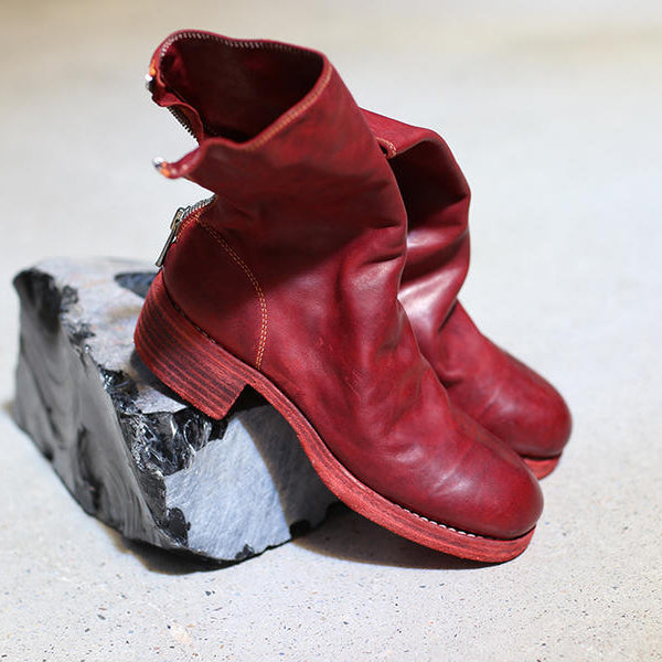 Guidi back zipper mid-boots 788Z red