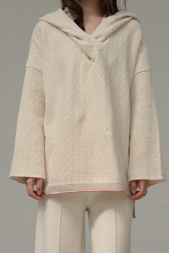 mame kurogouchi MM21SS KNO48 hooded knitted pullover