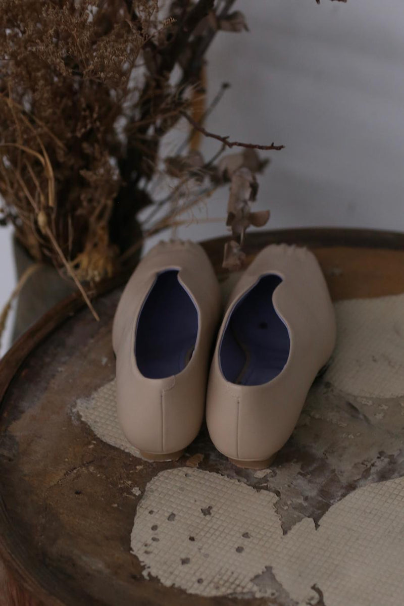 Mame kurogouchi curve low heel non-slip shoes single shoes