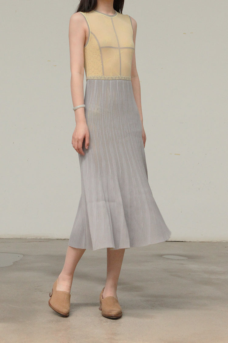 Mame kurogouchi frosted glass pattern knitted dress MD21SS KN026