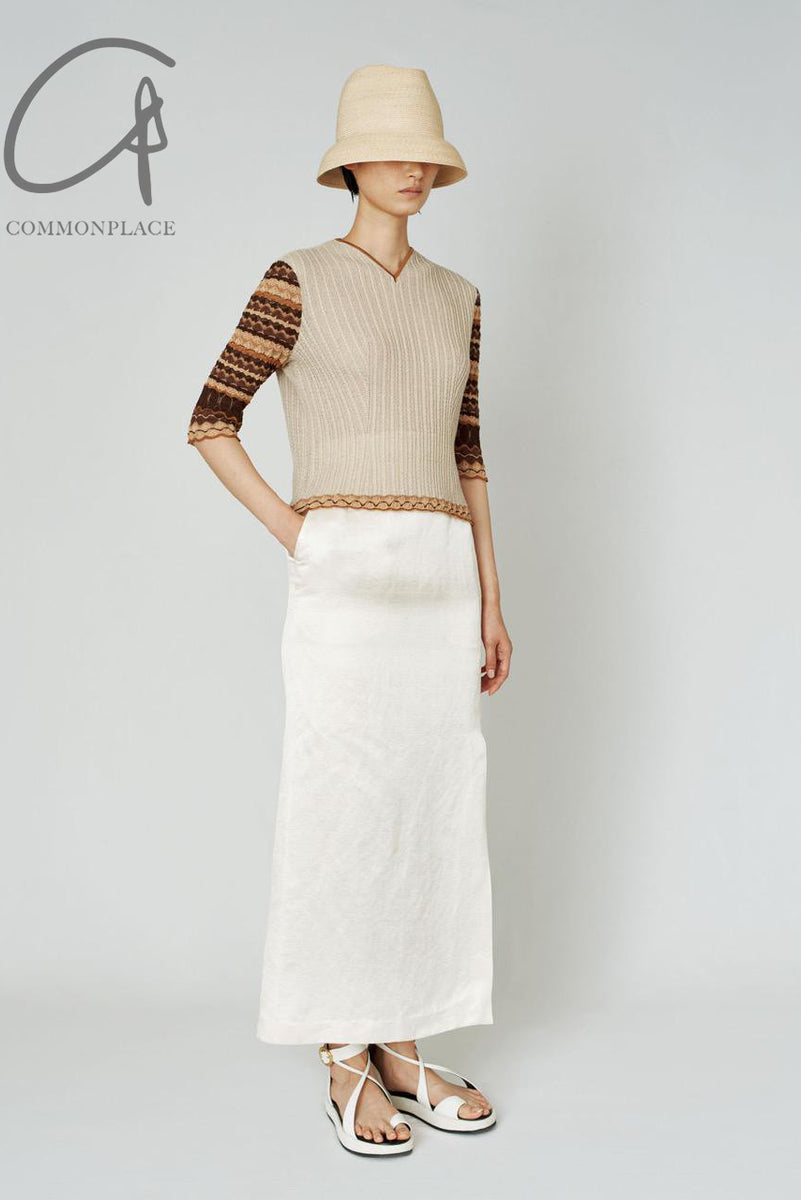 mame kurogouchi linen silk high waist slit skirt MM22SS SK018