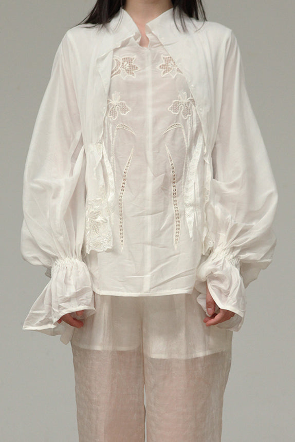 mame kurogouchi silk cotton plant embroidered shirt MD21SS SH010