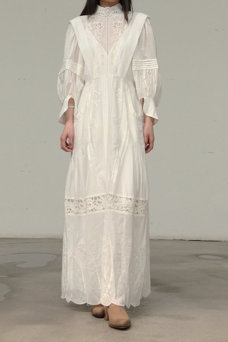 Mame kurogouchi silk cotton plant embroidery dress MD21SS DR008