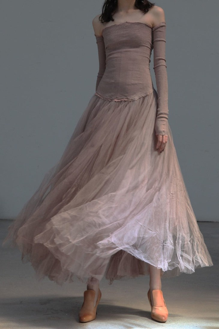 Marc Le Bihan 21908 Shrink Silk Ballet Dress Flat Shoulder Collection Triple Tulle Skin-Friendly MLB-21908-BOIS de Rose Wood Rose Old Rose 36