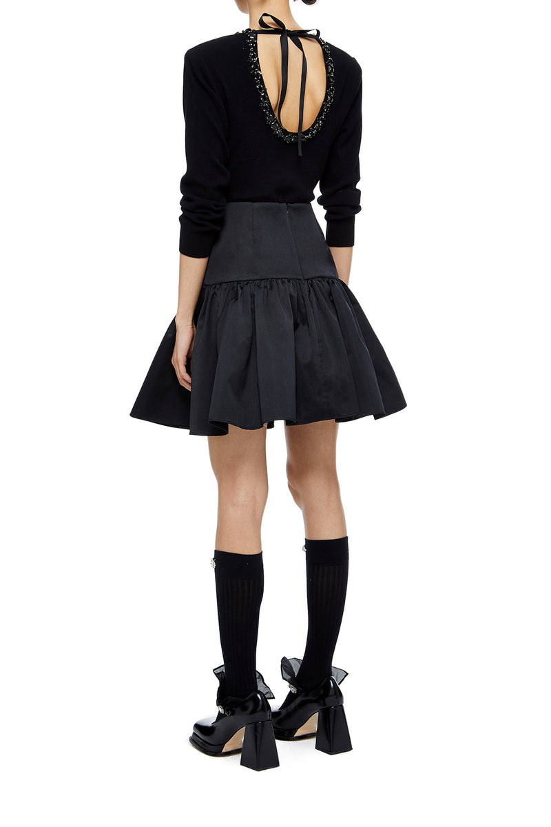 shushutong one-piece knitted top ss21to20 black