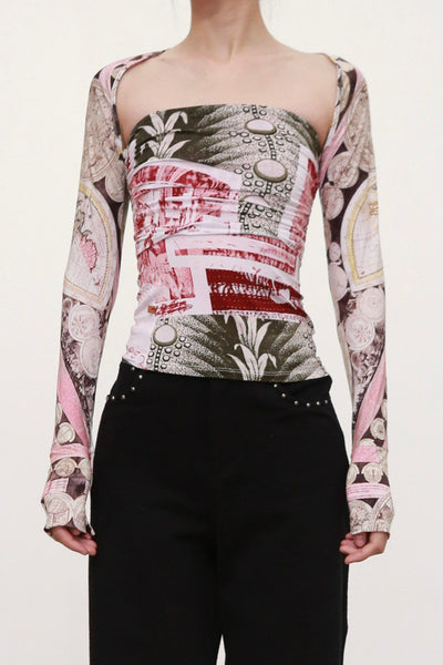 〈美品〉miaou トップス Miaou Multicolored Mesh Tomato Print Top Size S – Mine & Yours