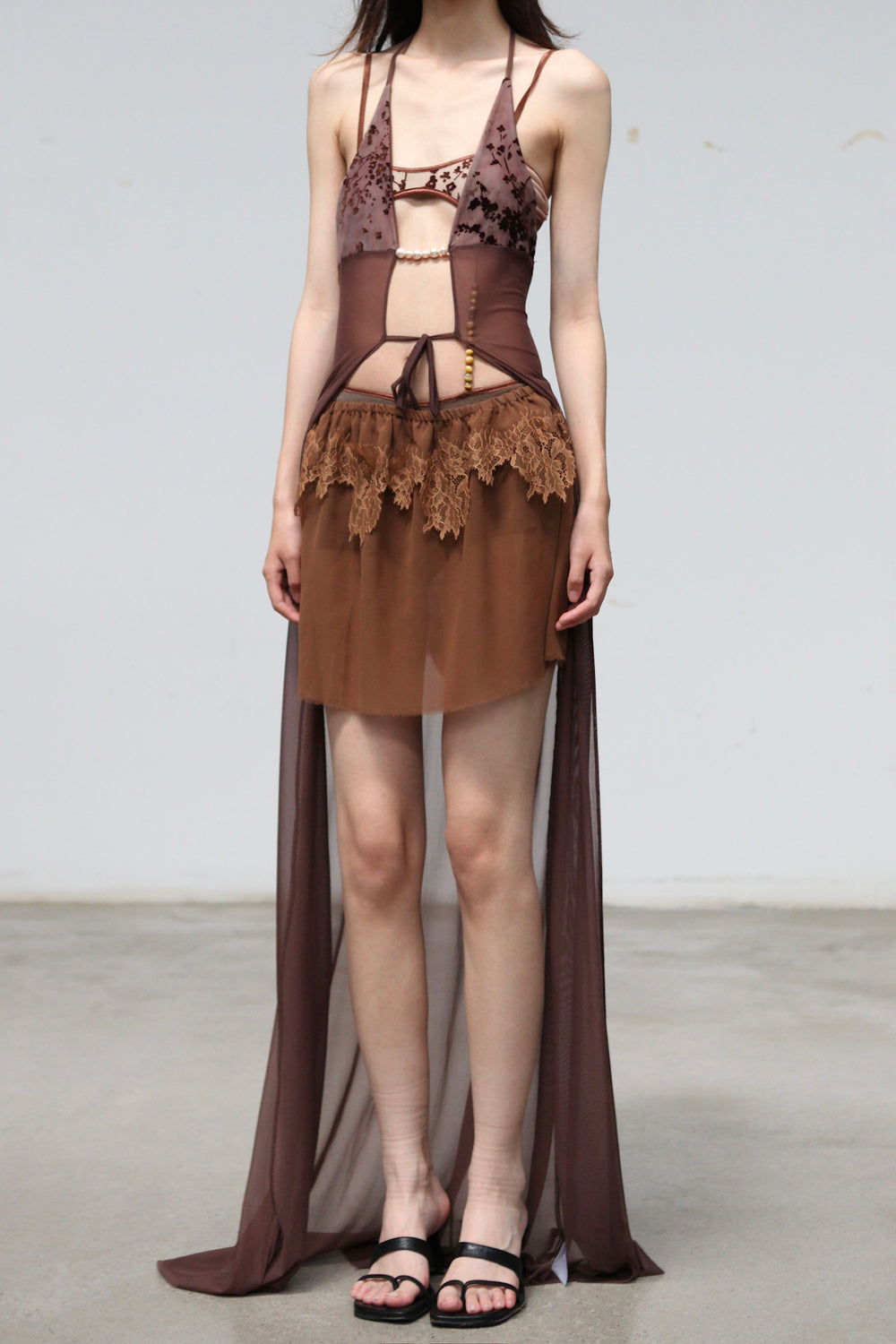halter neck vest dress FAKE TWO-PIECE DRESS WITH HALTER NECK VEST