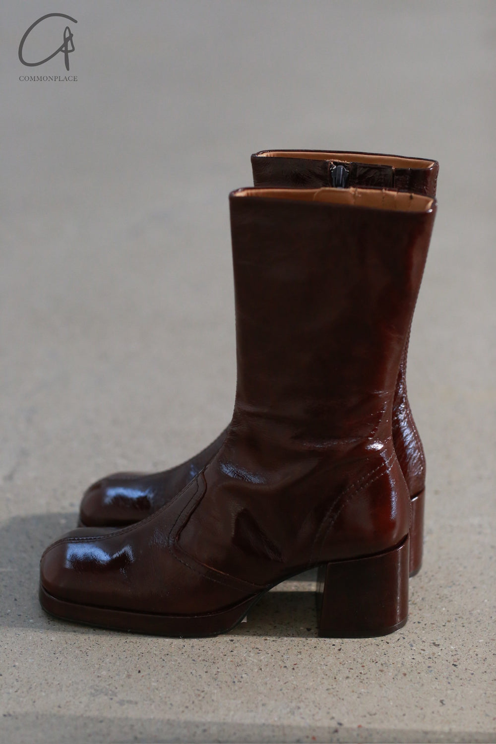 Miista Jutta Brown Patent Leather Boots Spain MST-MI_5228-ZONG Brown