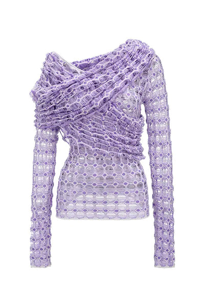 NAN KNITS geometric color block thin jacket 22111760 purple