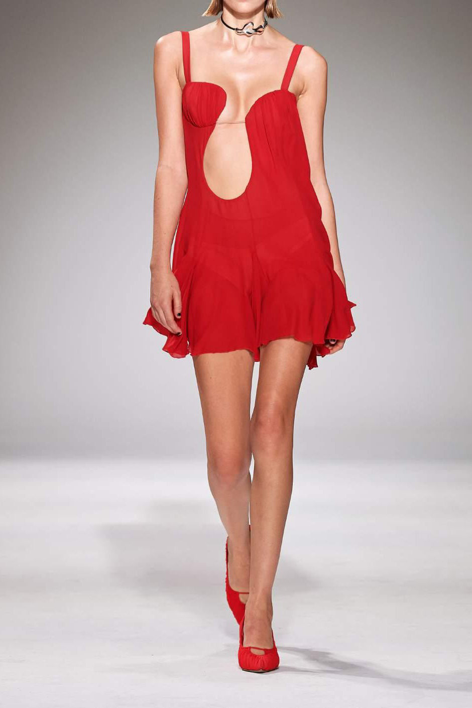 ワンピース NENSI DOJAKA Women Dresses NDAW23DR168 RED Nensi Dojaka asymmetrical patchwork Gotti mini skirt