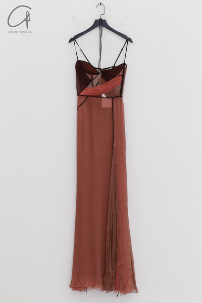 Nensi Dojaka draped gown with corset Albania ND-NDSS24-DR175