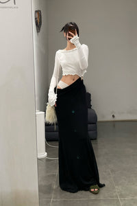 Peng Tai 24 Autumn and Winter Asymmetric Flared Long Dress PT-PTW24C08-1