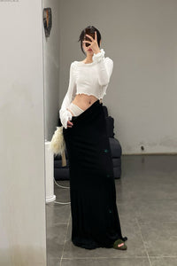 Peng Tai 24 Autumn and Winter Asymmetric Flared Long Dress PT-PTW24C08-1